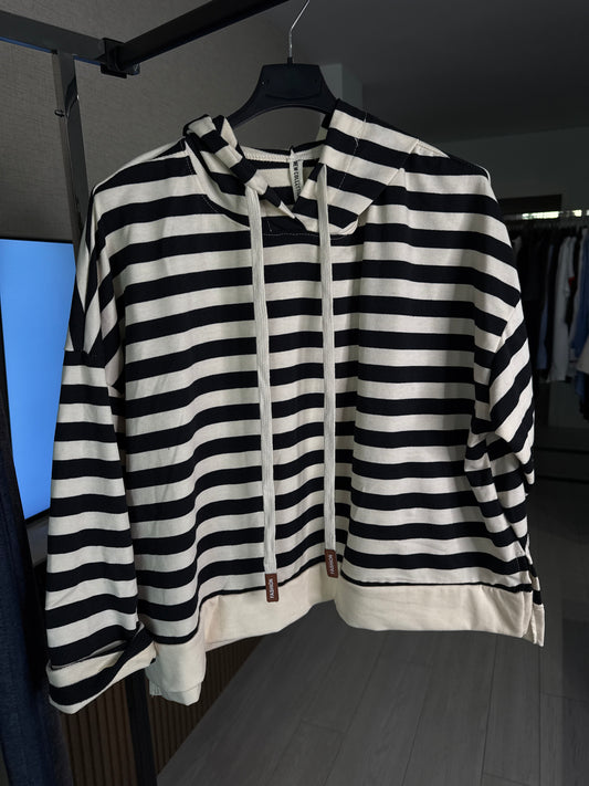 Sudadera rayas algodón con capucha