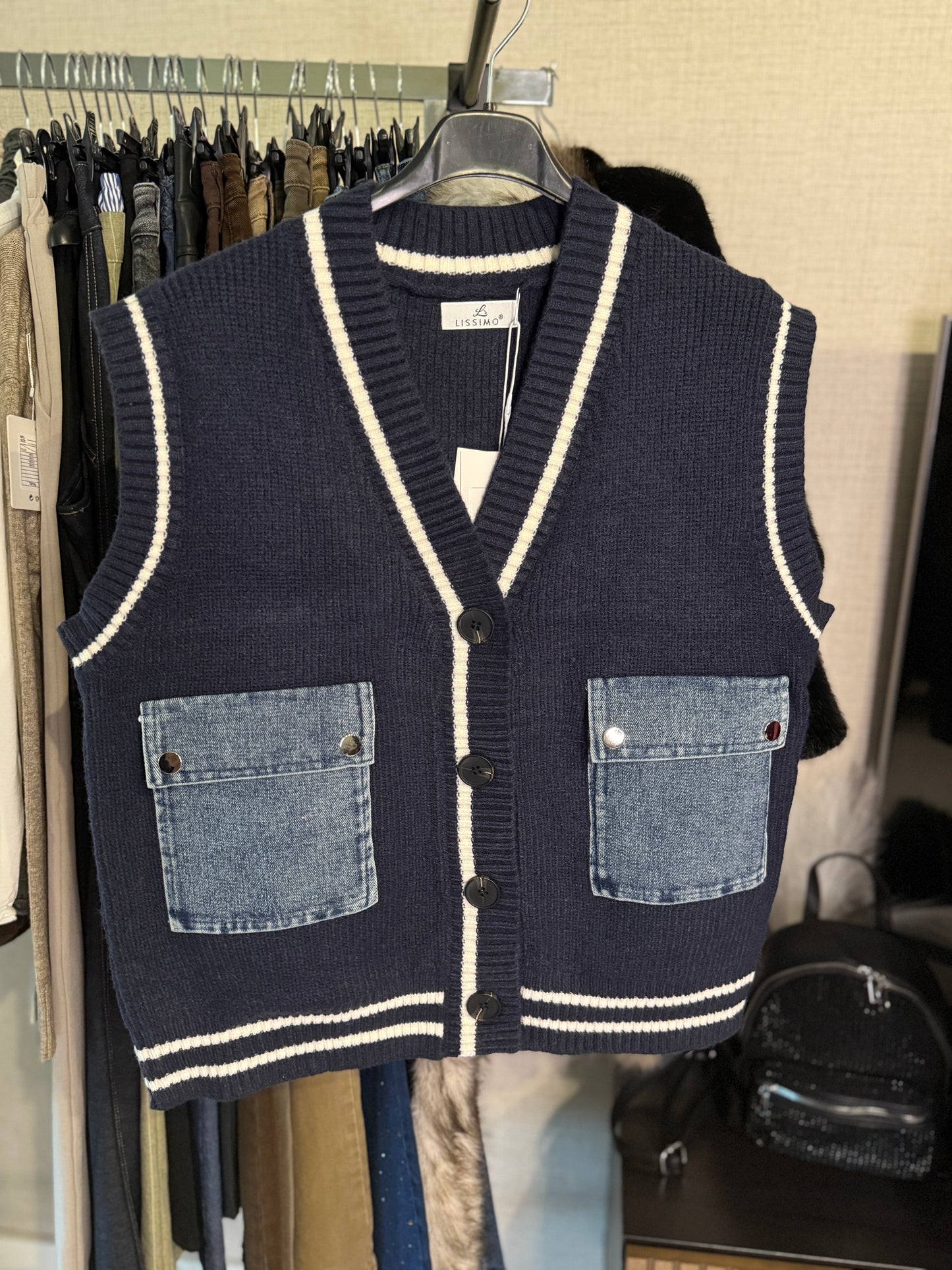 Chaleco bolsillos denim