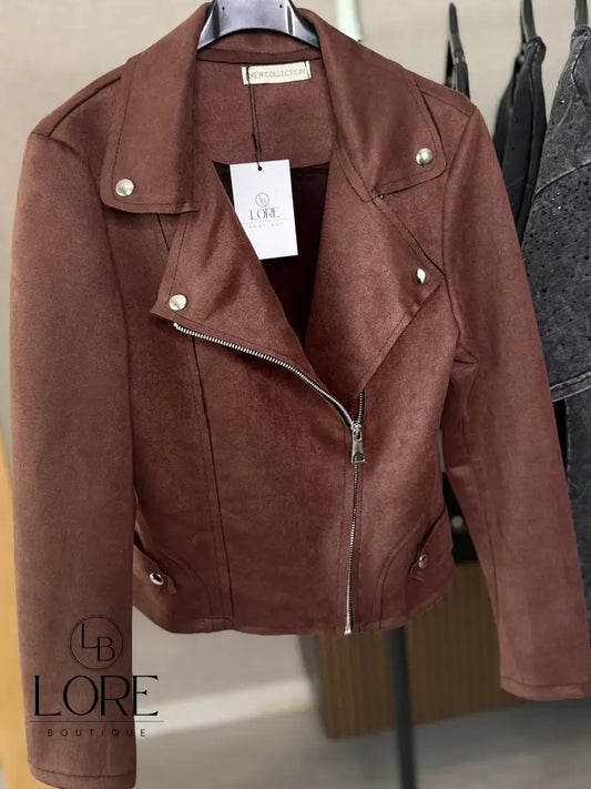 Chaqueta efecto ante Marrón