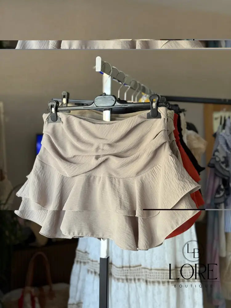 Falda pantalón con volantes Lia Taupe / Talla única