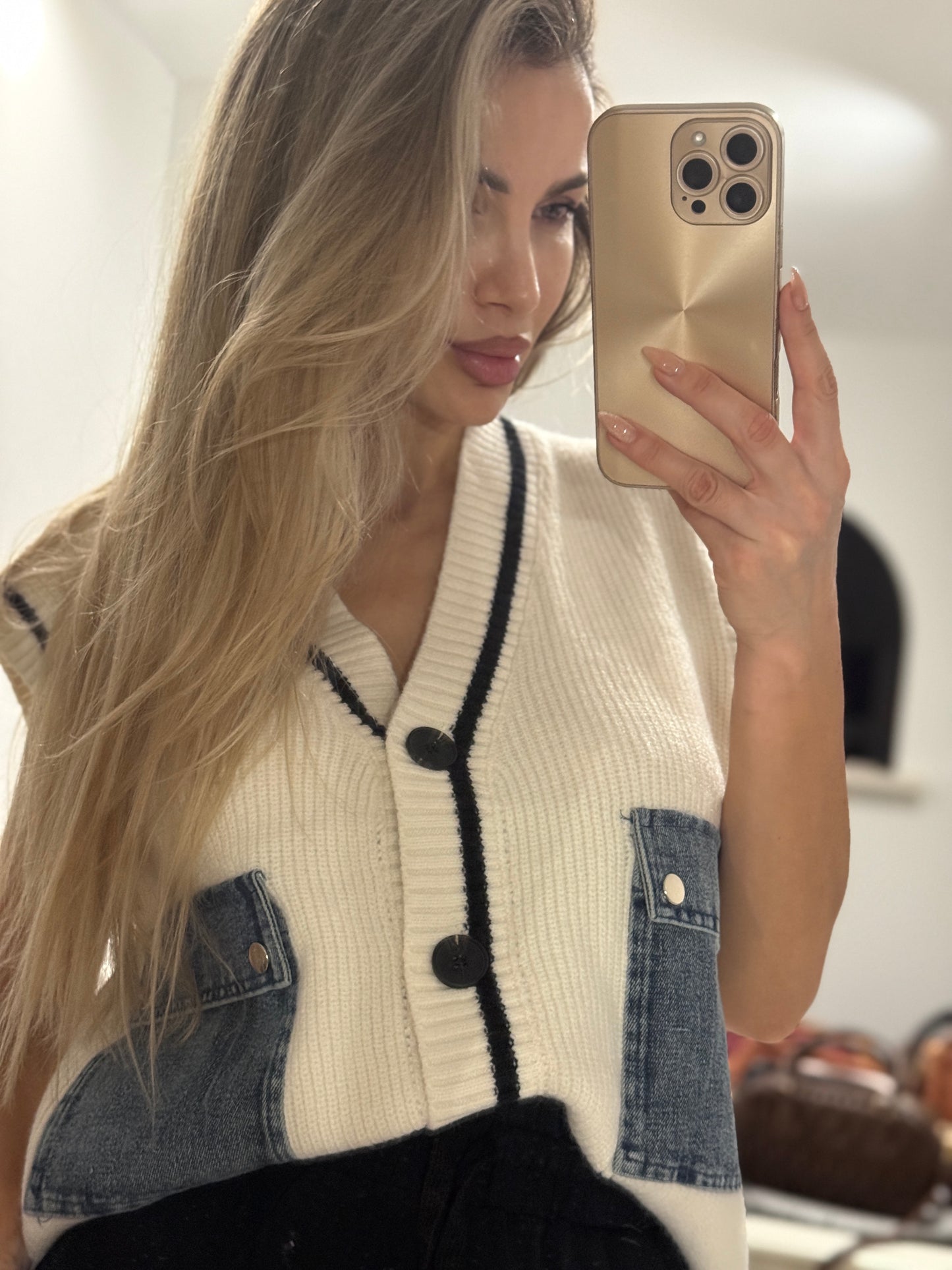 Chaleco bolsillos denim