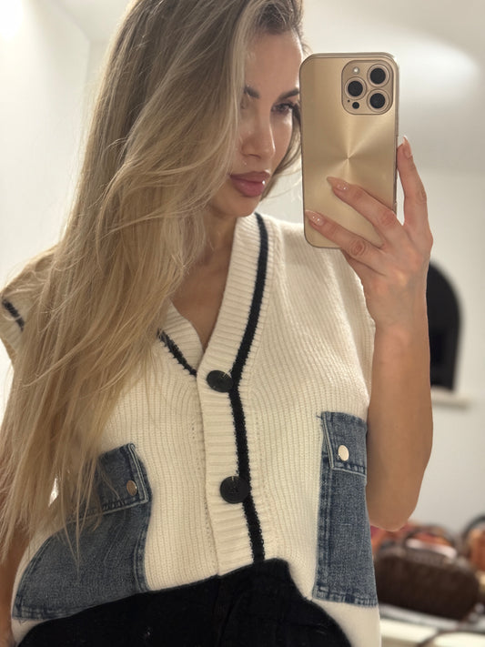 Chaleco bolsillos denim