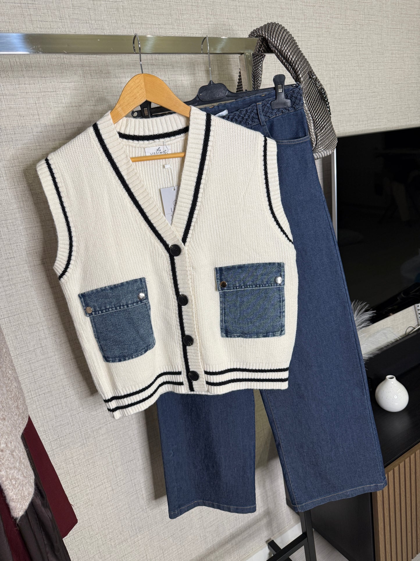 Chaleco bolsillos denim