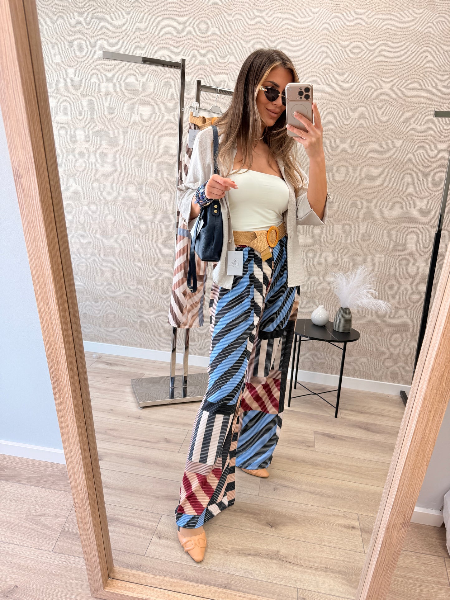 Pantalón rayas con cinturón