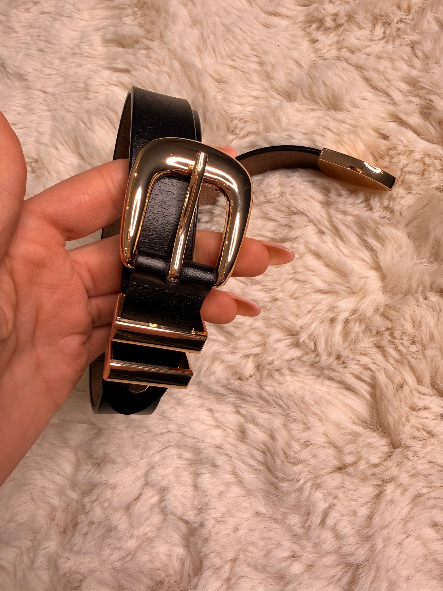 Cinturon cuero 100% dorado