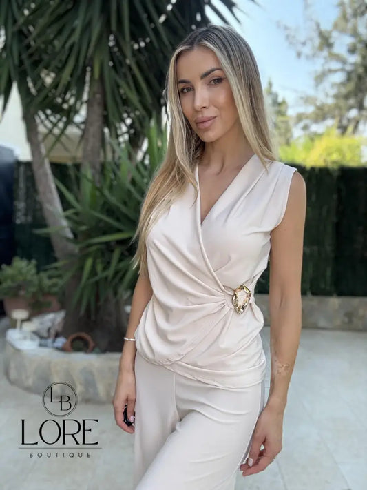 Conjunto elegante Noelia Beige / Talla única