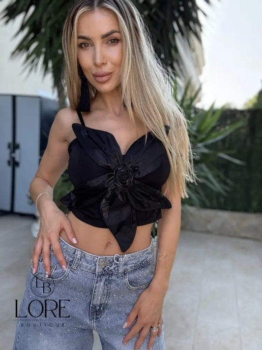 Top Rose Negro / Talla única